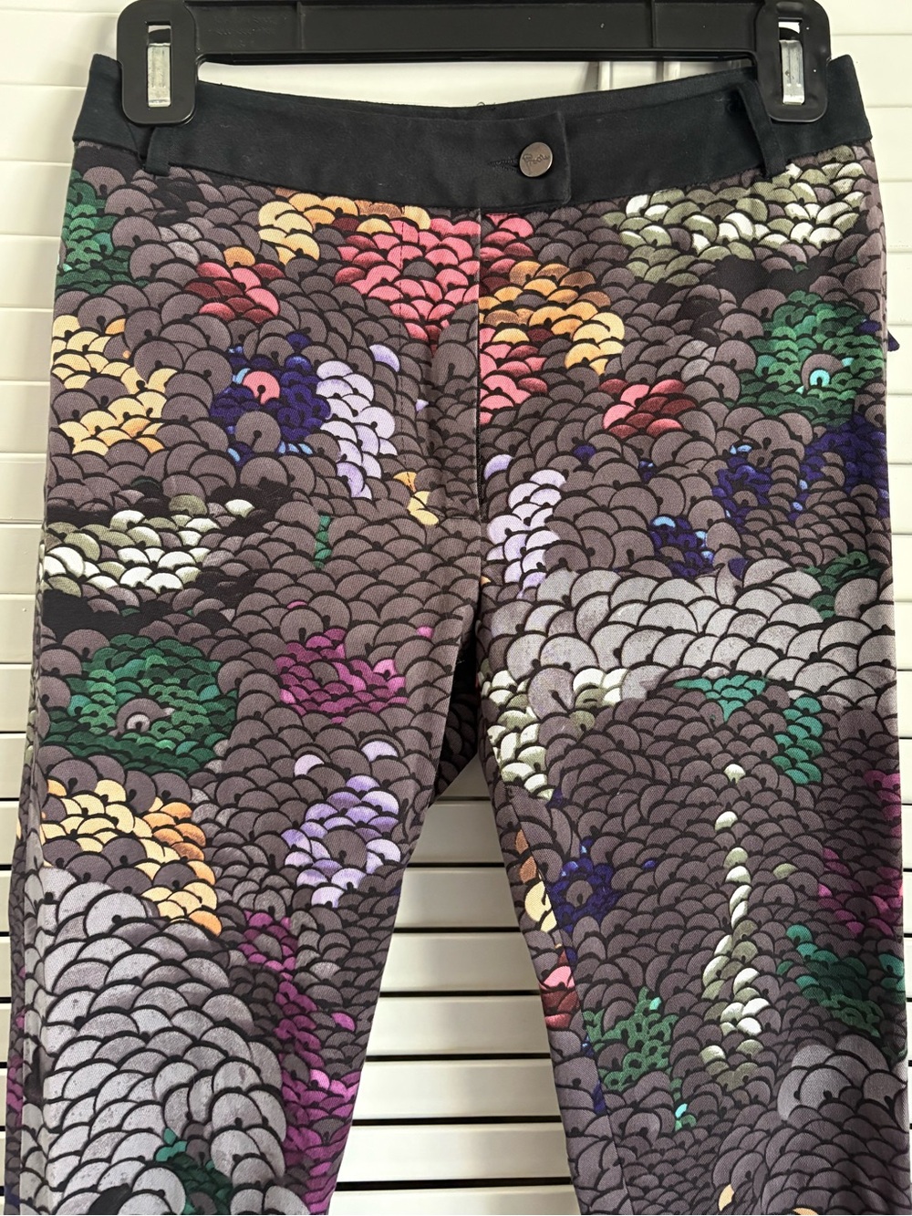 Preen Thorton Bregazzi Scalloped / Fish Mermaid Scale Slim Trousers Pants Sz XS